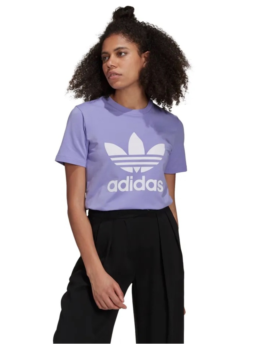 adidas Women’s Purple Trefoil Logo Short-Sleeve Tee Size Large